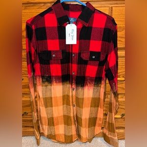 NWT Boutique Hand-Dyed Flannel Sz S
